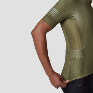 Fdx Mens Breathable Short Sleeve Cycling Jersey Green for Summer Best Road Bike Wear Top Light Weight, Full Zipper, Pockets & Hi-viz Reflectors - Essential
