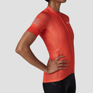 Women’s Orange short sleeves cycling jersey breathable quick dry summer biking top, lightweight skin friendly half sleeves cycle shirt for riding
