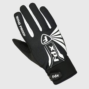 Fdx Black & White Full Finger Cycling Gloves for Winter Bike Reflective MTB Road Touch Screen &Thermal  - Zesto