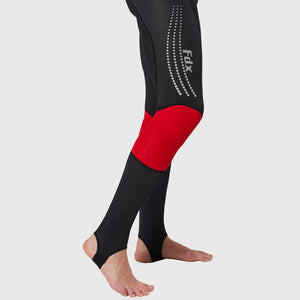 Fdx Mens Winter Cycling Gel Padded Tights Black & Red Roubaix Thermal Fleece Reflective Foot loop Warm Leggings - Thermodream Bike Long Pants