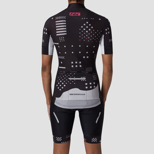 Fdx Women's Short Sleeve Cycling Jersey Black Gel Padded Bib Shorts Best Summer Road Bike Wear Light Weight, Hi viz Reflectors & Secure Pockets - All Day