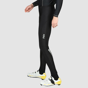 Fdx Mens Storage Pockets Gel Padded Cycling Tights Black For Winter Roubaix Thermal Fleece Reflective Warm Leggings - Heatchaser Bike Long Pants