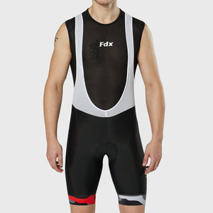 Fdx Mens Grey Short Sleeve Cycling Jersey & Gel Padded Bib Shorts Best Summer Road Bike Wear Light Weight, Hi-viz Reflectors & Pockets - Camouflage