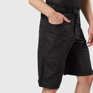 Men’s Black MTB Cycling Shorts - Lightweight, Breathable, Quick Dry Mountain Bike Shorts with Adjustable belt, Zipper Pockets for Outdoor Sports