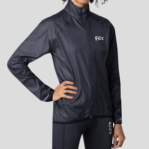 Fdx Women's Black Cycling Jacket for Winter Thermal Casual Softshell Clothing Lightweight, Shaver proof, Packable, Waterproof & Pockets - J20