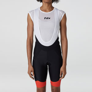 Fdx Womens Black & Orange Gel Padded Cycling Bib Shorts For Summer Best Breathable Outdoor Road Bike Short Length Bib - Essential