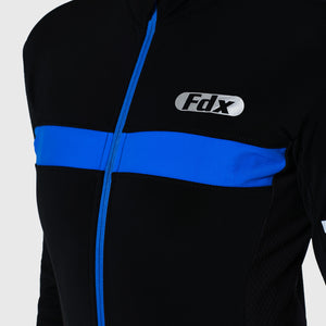 FDX Women’s Black & Blue full sleeves cycling jersey Windproof Thermal fleece Roubaix Winter Cycle Tops, lightweight long sleeves Warm lined shirt for biking
