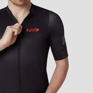Fdx Mens Breathable Short Sleeve Cycling Jersey Black for Summer Best Road Bike Wear Top Light Weight, Full Zipper, Pockets & Hi-viz Reflectors - Essential
