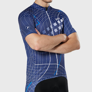 Fdx Mens Road Cycling Short Sleeve Jersey Blue for Summer Best Road Bike Wear Top Light Weight, Full Zipper, Pockets & Hi-viz Reflectors - Classic II