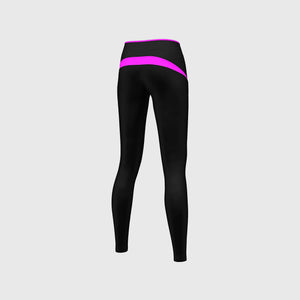 FDX Black & Pink Compression Women's Tight Leggings Elastic Waistband Breathable Stretchable Training Gym Workout Jogging Athletic & Running Pant 