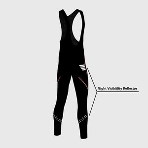 Fdx Breathable Mens Gel Padded Cycling Bib Tights Black & Red  For Winter Roubaix Thermal Fleece Reflective Warm Stretchable Leggings - Divine Bike Pants