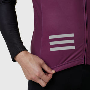 Fdx Purple Long Sleeve Cycling Jersey for Mens, Winter Roubaix Thermal Fleece Road Bike Wear Top Full Zipper, Pockets & Hi-viz Reflectors - Limited Edition
