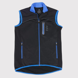 Fdx Men's Black & Blue Thermal Cycling Gilet Sleeveless Vest for Winter Clothing Hi-Viz Refectors, Lightweight, Windproof, Waterproof & Pockets - Stunt