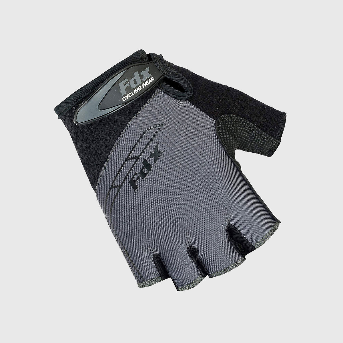 FDX Unisex Grey short finger summer cycling gloves, padded shockproof unisex mitts, breathable quick dry anti-slip moisture wicking mtb road bicycle