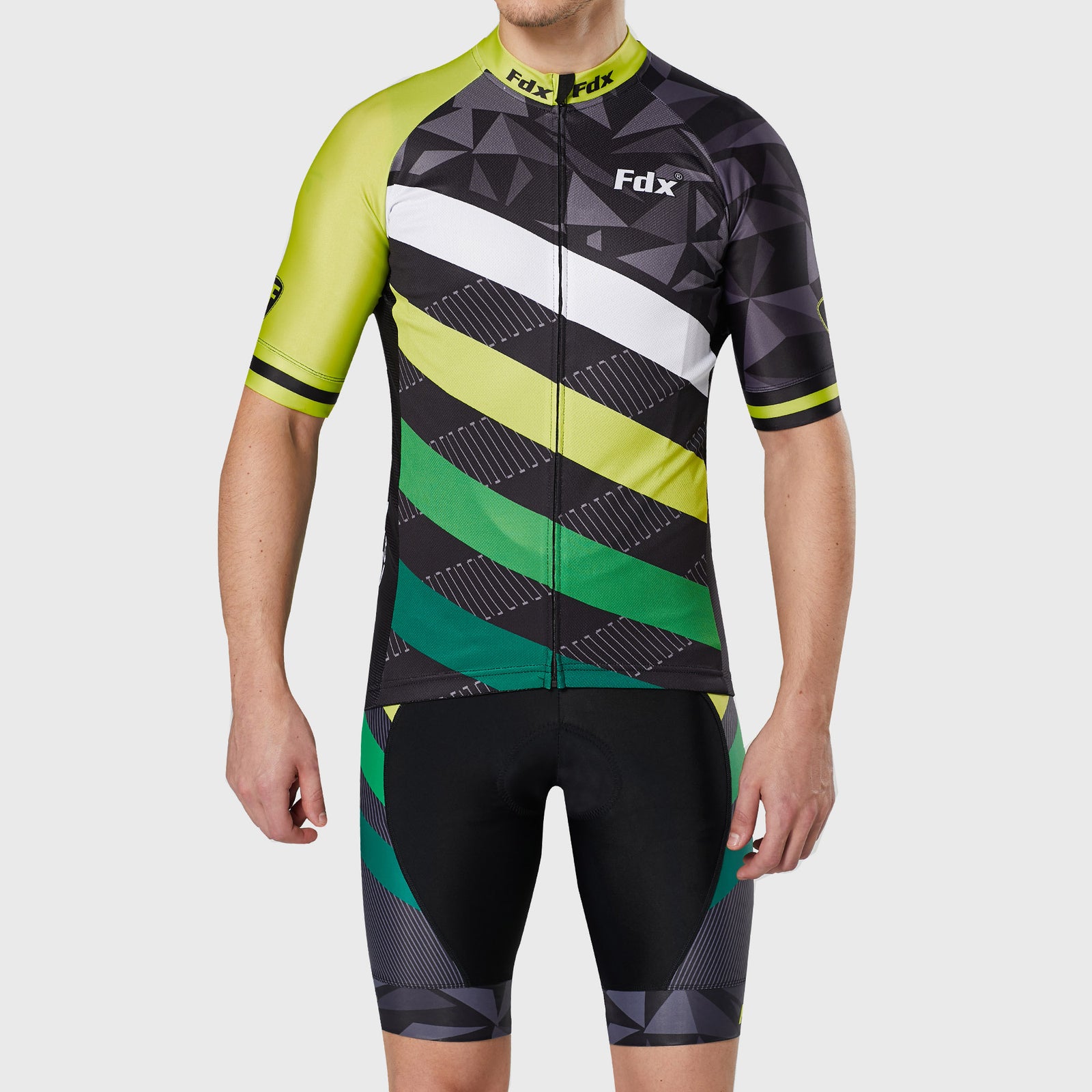 Fdx Essential Men's Green Set Summer Cycling Jersey & Bib Shorts