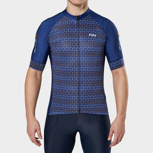 Fdx Mens Blue Half Sleeve Cycling Jersey for Summer Best Road Bike Wear Top Light Weight, Full Zipper, Pockets & Hi-viz Reflectors - Vega