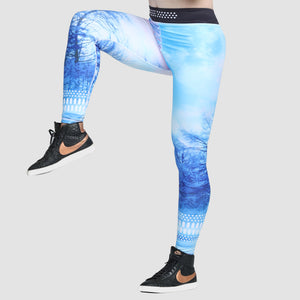 FDX Blue Compression Women's Tight Leggings Elastic Waistband Breathable Stretchable Training Gym Workout Jogging Athletic & Running Pant 