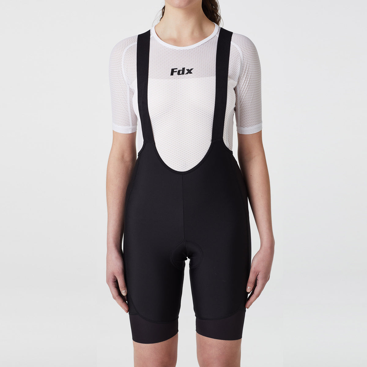 Fdx Black Women's 3D cushion Padding Bib Shorts Best Summer Road Bike Wear Light Weight, Hi viz Reflectors & Pockets - Duo