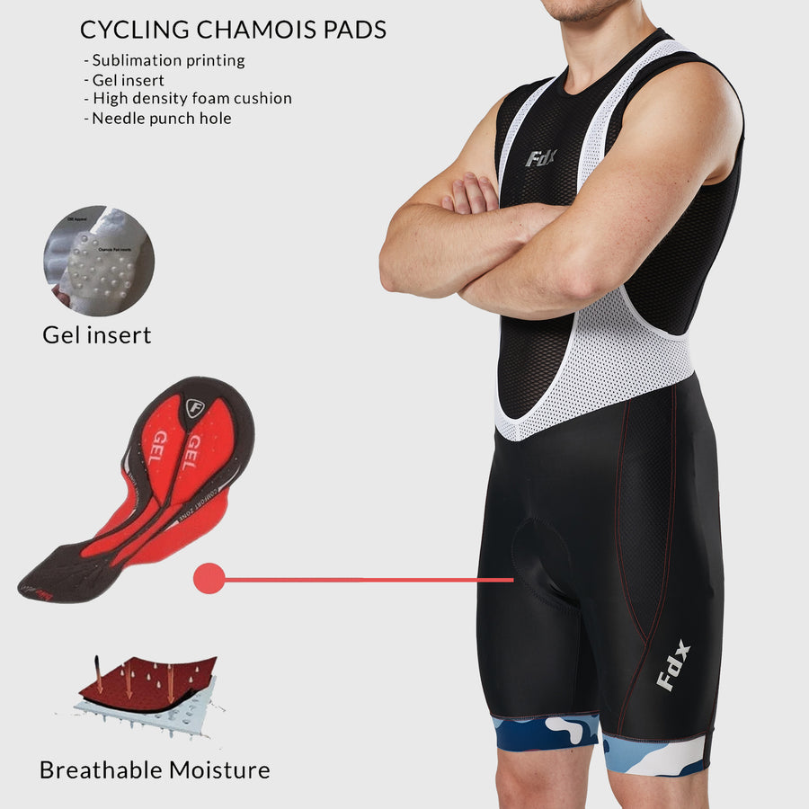 Camouflage Men's Bib Shorts Blue