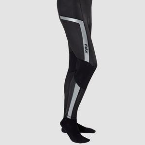 Fdx Mens Winter Cycling Gel Padded Bib Tights Black Roubaix Thermal Fleece Reflective Warm Leggings - Morvo Bike Pants