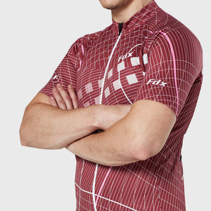 Fdx Mens Reflective Red Short Sleeve Cycling Jersey for Summer Best Road Bike Wear Top Light Weight, Full Zipper, Pockets & Hi-viz Reflectors - Classic II