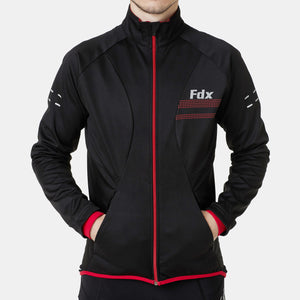 Fdx Cycling Jacket for Men's Black & Red Winter Thermal Casual Softshell Clothing Lightweight, Windproof, Waterproof & Pockets - Arch