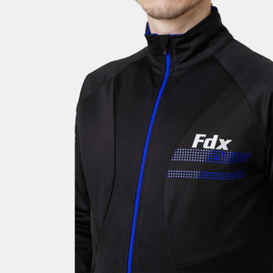 Fdx High Collor Cycling Jacket for Men's Blue & Black Winter Thermal Casual Softshell Clothing Lightweight, Windproof, Waterproof & Pockets - Arch