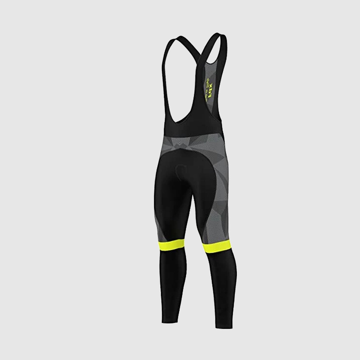 Fdx Men's Grey & Yellow Long Sleeve Cycling Jersey & Gel Padded Bib Tights Pants for Winter Roubaix Thermal Fleece Road Bike Wear Windproof, Hi-viz Reflectors & Pockets - Splinter