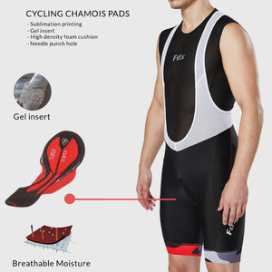 Men’s Gray Cycling Bib Shorts 3D Gel Padded comfortable biking bibs - Breathable Quick Dry bibs, ultra-light stretchable shorts with pockets