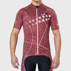 Fdx Mens Red Half Sleeve Cycling Jersey for Summer Best Road Bike Wear Top Light Weight, Full Zipper, Pockets & Hi-viz Reflectors - Classic II