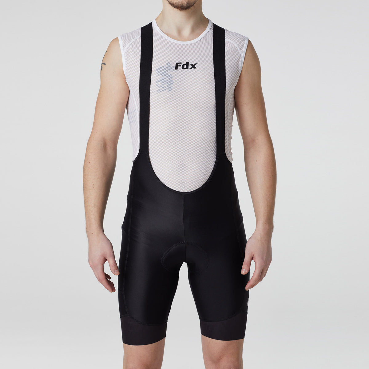 Fdx Mens Black & Grey Short Sleeve Cycling Jersey & Gel Padded Bib Shorts Best Summer Road Bike Wear Light Weight, Hi-viz Reflectors & Pockets - Duo