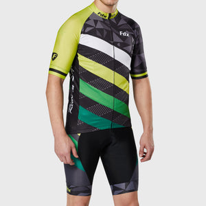 Fdx Short Sleeve Cycling Jersey & Gel Padded Bib Shorts for Mens Yellow Best Summer Road Bike Wear Light Weight, Hi-viz Reflectors & Pockets - Equin