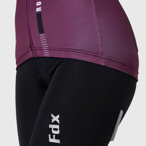 Fdx Women's Black & Purple Long Sleeve Cycling Jersey & Gel Padded Bib Tights Pants for Winter Roubaix Thermal Fleece Road Bike Wear Windproof, Hi-viz Reflectors & Pockets - Limited Edition