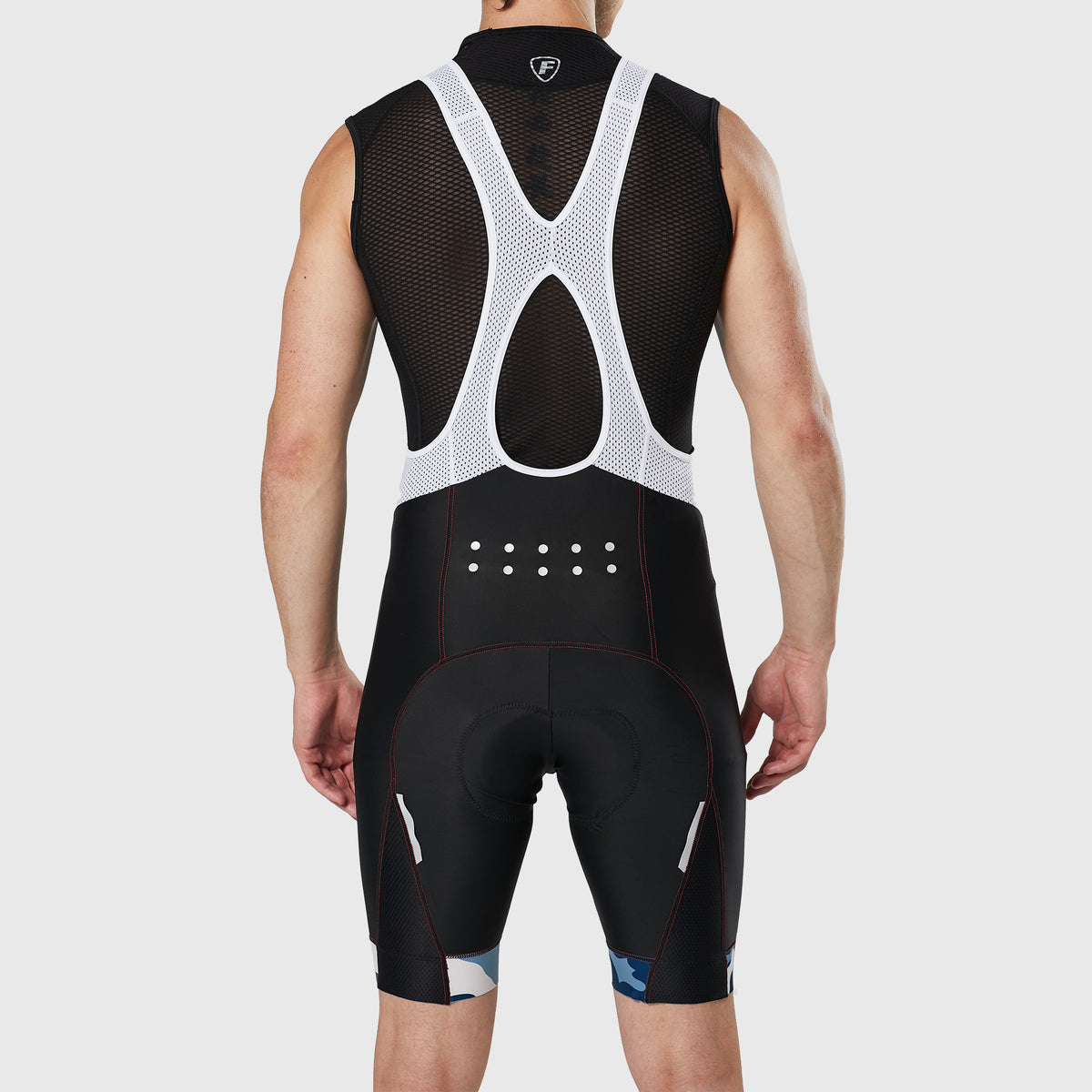 Fdx Mens Blue Short Sleeve Cycling Jersey & Gel Padded Bib Shorts Best Summer Road Bike Wear Light Weight, Hi-viz Reflectors & Pockets - Camouflage