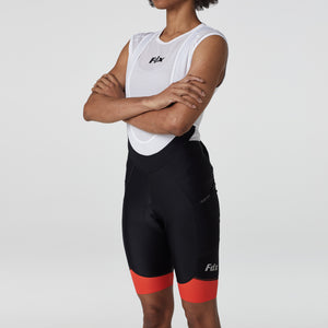 Fdx Womens Black & Orange Padded Cycling Pockets Bib Shorts For Summer Best Outdoor Road Bike Short Length Bib - Essential