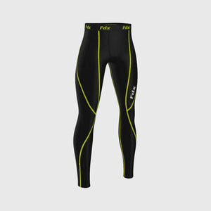 Fdx Black & Yellow Men's Best Compression Tights Leggings Gym Workout Running Athletic Yoga Elastic Waistband Stretchable Breathable Training Jogging Pants - T5