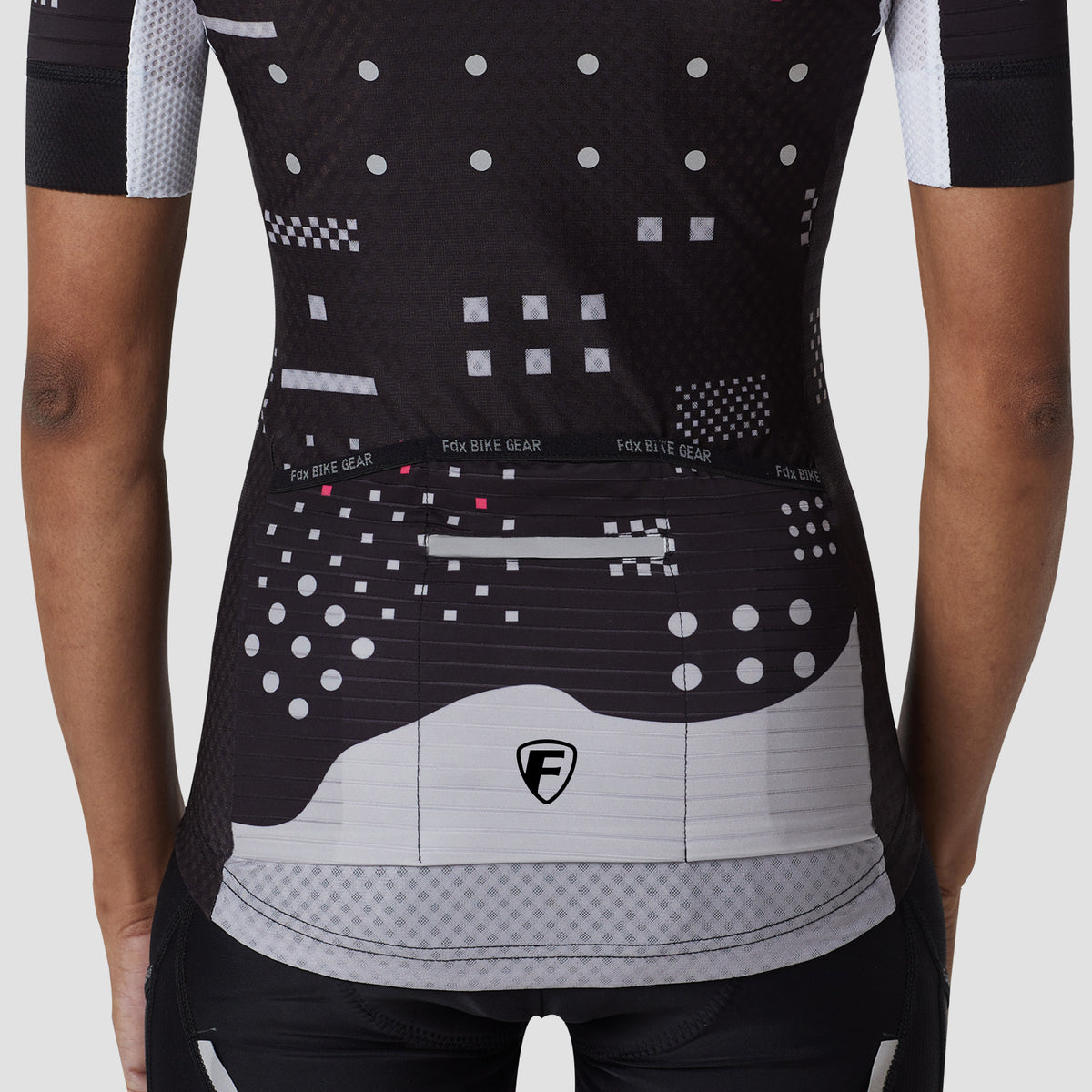 Fdx Womens Black Short Sleeve Cycling Jersey for Summer Best Road Bike Wear Top Light Weight, Full Zipper, Pockets & Hi-viz Reflectors - All Day