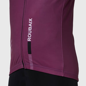 Fdx Mens Purple Long Sleeve Cycling Jersey for Winter Roubaix Warm Fleece Road Bike Wear Top Full Zipper, Pockets & Hi-viz Reflectors - Limited Edition