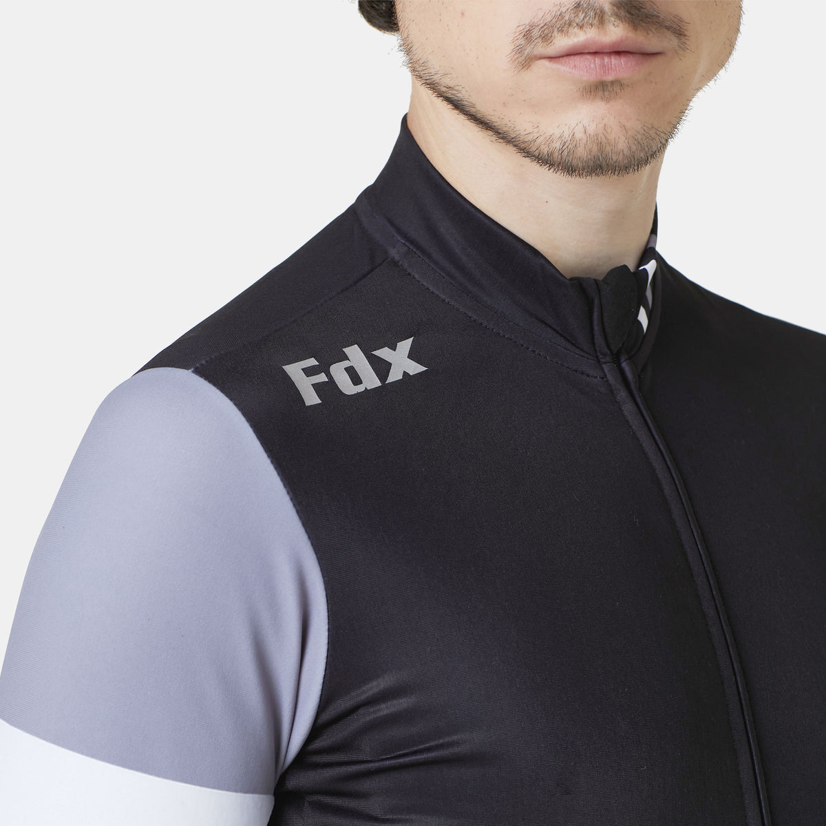 Fdx Mens Zipper Black & Grey Long Sleeve Cycling Jersey for Winter Roubaix Thermal Fleece Road Bike Wear Top, Pockets & Hi-viz Reflectors - Limited Edition