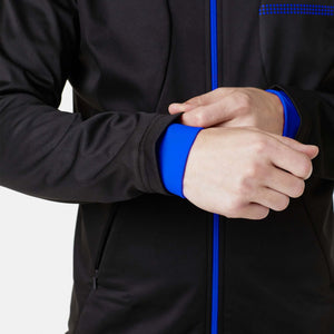 Fdx Elasticated Arm Sleeve Cuff Cycling Jacket for Men's Black & Blue Winter Thermal Casual Softshell Clothing Lightweight, Windproof, Waterproof & Pockets - Arch
