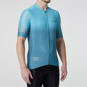 Fdx Mens Road Cycling Short Sleeve Cycling Jersey Blue for Summer Best Road Bike Wear Top Light Weight, Full Zipper, Pockets & Hi-viz Reflectors - Duo