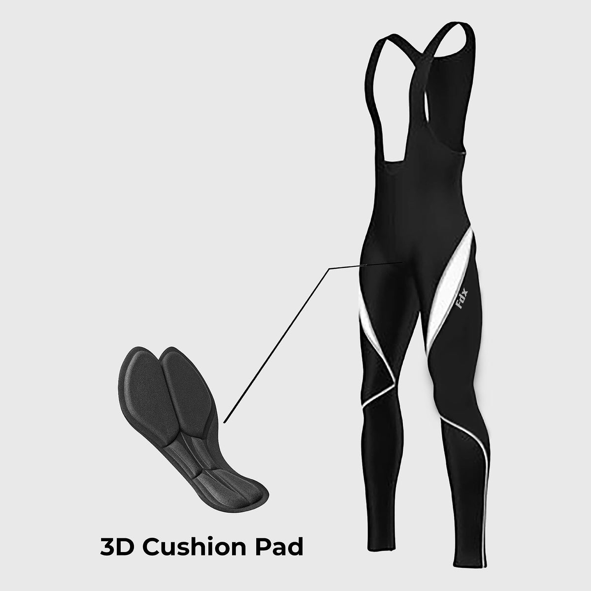 Fdx Mens White Chamois Padded Cycling Bib Tights For Winter Roubaix Thermal Fleece Reflective Warm Leggings - Viper Bike Pants