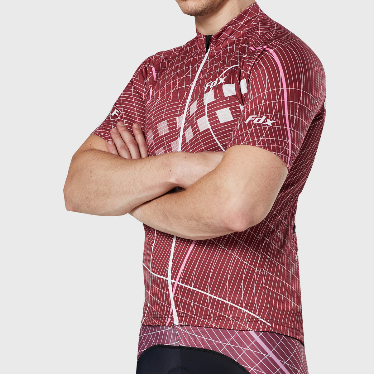 Fdx Short Sleeve Cycling Jersey for Mens Red Summer Best Road Bike Wear Top Light Weight, Full Zipper, Pockets & Hi-viz Reflectors - Classic II