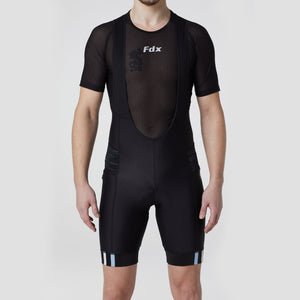 Fdx Men's Blue & Black Short Sleeve Summer Cycling Jersey & Gel Padded Bib Shorts Best Summer Road Bike Wear Light Weight, Hi-vis Reflectors & Pockets - Velos
