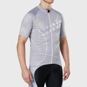 Fdx Mens Road Cycling Short Sleeve Jersey Grey for Summer Best Road Bike Wear Top Light Weight, Full Zipper, Pockets & Hi-viz Reflectors - Classic II