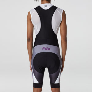 Fdx Women's Black & Purple Gel Padded Bib Shorts Best Summer Road Bike Wear Light Weight, Hi viz Reflectors & Pockets - Signature