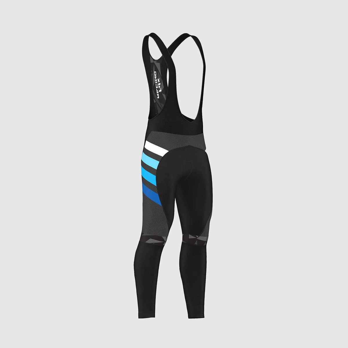 Fdx Men's Black & Blue Long Sleeve Cycling Jersey & Gel Padded Bib Tights Pants for Winter Roubaix Thermal Fleece Road Bike Wear Windproof, Hi-viz Reflectors & Pockets - Equin