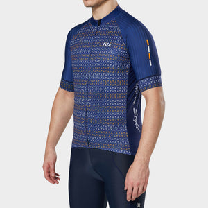 Fdx Mens Road Cycling Short Sleeve Jersey Blue for Summer Best Road Bike Wear Top Light Weight, Full Zipper, Pockets & Hi-viz Reflectors - Vega