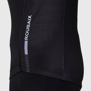 Fdx Black & Grey Long Sleeve Cycling Jersey for Mens, Winter Roubaix Thermal Fleece Road Bike Wear Top Full Zipper, Pockets & Hi-viz Reflectors - Limited Edition