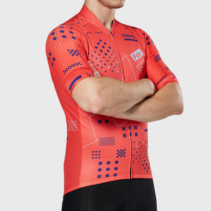 Fdx Mens Road Cycling Short Sleeve Jersey Red for Summer Best Road Bike Wear Top Light Weight, Full Zipper, Pockets & Hi-viz Reflectors - All Day